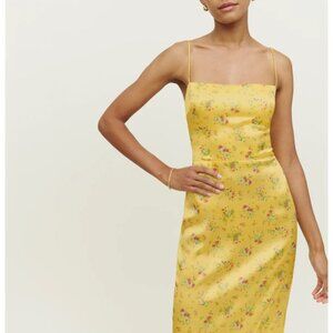 🟨 NWT Reformation Frankie Silk Dress - Canaria